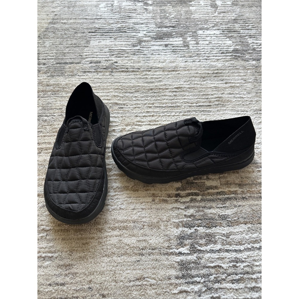 Merrell Hut Moc 2 Men Triple Black Size 10 Cushioned Loafers Shoes J004157 Comfy
